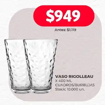 Supermercados Tadicor VASO RIGOLLEAU X 400 ML CUADROS/BURBUJAS oferta