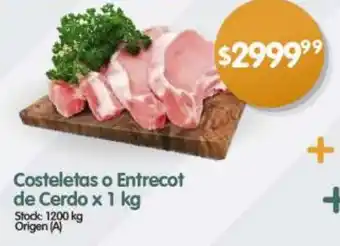 Supermercados Buenos Días Costeletas o Entrecot de Cerdo x 1 kg oferta
