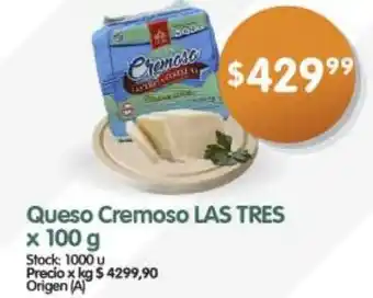Supermercados Buenos Días Queso Cremoso LAS TRES x 100 g oferta