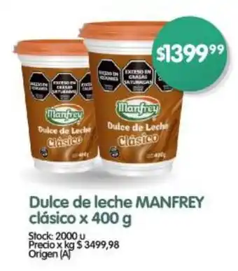 Supermercados Buenos Días Dulce de leche MANFREY clásico x 400 g oferta