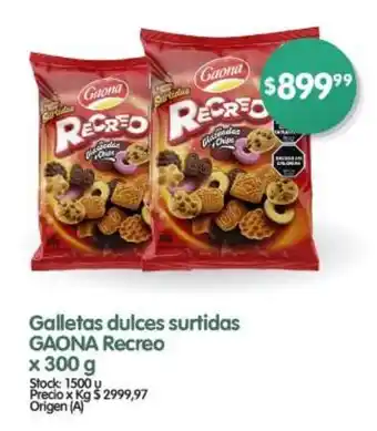 Supermercados Buenos Días Galletas dulces surtidas GAONA Recreo x 300 g oferta