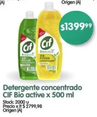 Supermercados Buenos Días Detergente concentrado CIF Bio active x 500 ml oferta