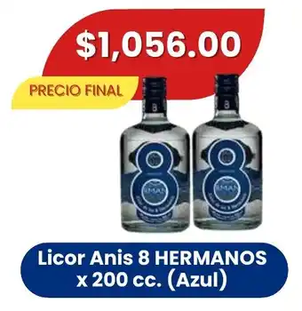 Licor Anis 8 HERMANOS x 200 cc. (Azul)