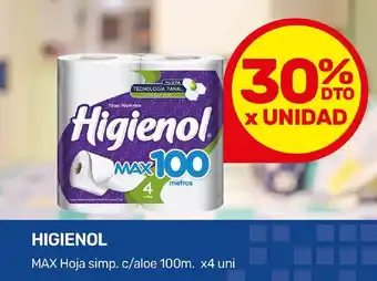 Nini Mayorista HIGIENOL Max Hoja simp. c/aloe 100m. x 4 uni oferta