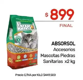 Nini Mayorista ABSORSOL Accesorios Mascotas Piedras Sanitarias x2 kg oferta