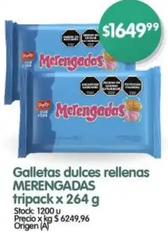 Supermercados Buenos Días Galletas dulces rellenas MERENGADAS tripack x 264g oferta