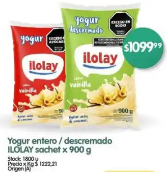 Supermercados Buenos Días Yogur entero/descremado ILOLAY sachet x 900g oferta