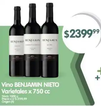 Supermercados Buenos Días Vino BENJAMIN NIETO Varietales x 750cc oferta