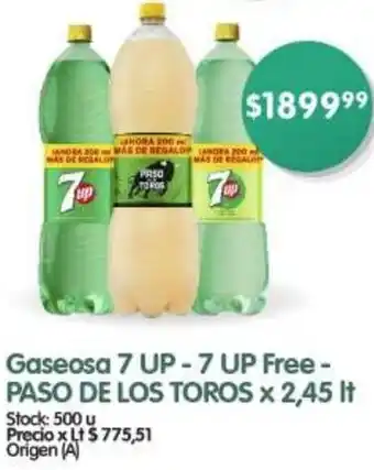 Supermercados Buenos Días Gaseosa 7 UP - 7 UP Free - PASO DE LOS TOROS × 2,45It oferta