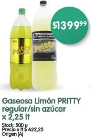 Supermercados Buenos Días Gaseosa Limón PRITTY regular/sin azúcar x 2,25It oferta
