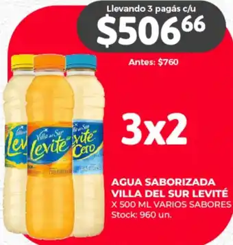 Supermercados Tadicor AGUA SABORIZADA VILLA DEL SUR LEVITÉ X 500ML oferta