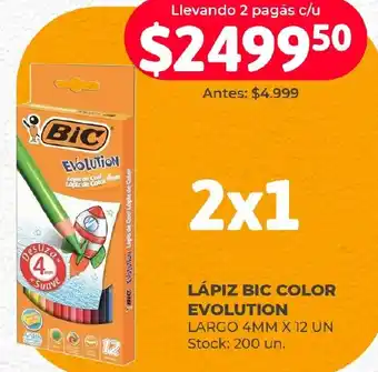 Supermercados Tadicor LÁPIZ BIC COLOR EVOLUTION LARGO 4MM X 12 UN oferta