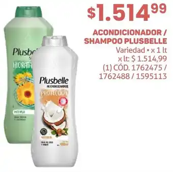 Makro ACONDICIONADOR / SHAMPOO PLUSBELLE Variedad x 1LT oferta