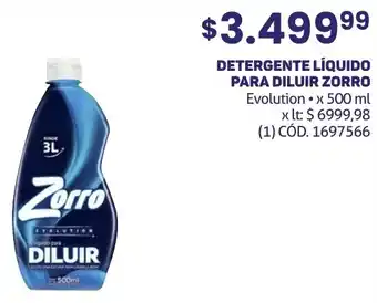 Makro DETERGENTE LÍQUIDO PARA DILUIR ZORRO Evolution x 500ml oferta