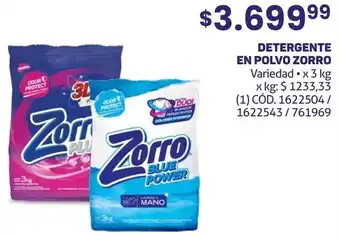 Makro DETERGENTE EN POLVO ZORRO Variedad x 3kg oferta