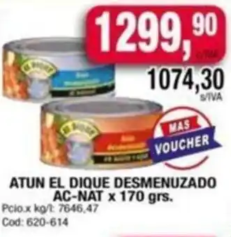 Maxiconsumo ATUN EL DIQUE DESMENUZADO AC-NAT x 170gr oferta