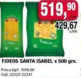 Maxiconsumo FIDEOS SANTA ISABEL x 500gr oferta