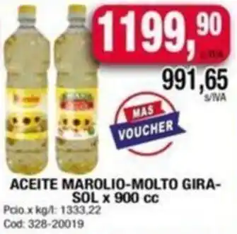 Maxiconsumo ACEITE MAROLIO-MOLTO GIRA-SOL x 900cc oferta