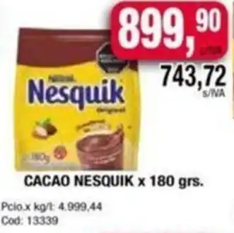 Maxiconsumo CACAO NESQUIK x 180gr oferta