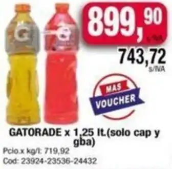 Maxiconsumo GATORADE x 1,25It oferta
