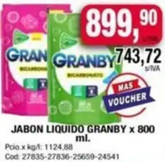 Maxiconsumo JABON LIQUIDO GRANBY × 800ml oferta