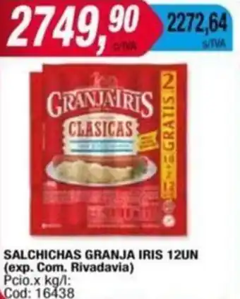 Maxiconsumo SALCHICHAS GRANJA IRIS 12UN oferta