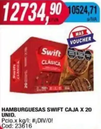 Maxiconsumo HAMBURGUESAS SWIFT CAJA X 20 UNID oferta