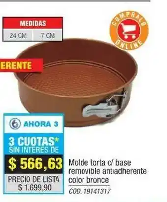 Rio Shop Deco Molde Torta C Base Removible Antiadherente Color Bronce oferta