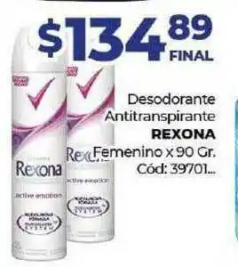 Diarco Desodorante Antitranspirante Rexona Femenino x 90gr oferta