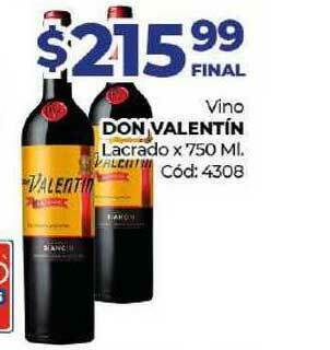 Diarco Vino Don Valentín Lacrado x 750ml oferta