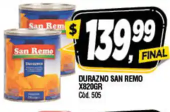 Supermercados Yaguar San Remo Duraznos Mit. 820g oferta