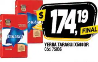 Supermercados Yaguar Yerba Taragui x 500gr oferta
