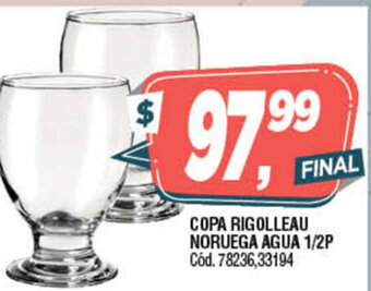 Supermercados Yaguar Copa Rigolleau Noruega Agua 1/2P oferta