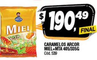 Supermercados Yaguar Miel Caramelos Arcor + MTA 405/335g oferta