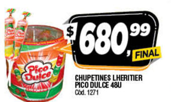 Supermercados Yaguar Chupetines Lheritier Pico Dulce 48u oferta