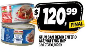 Supermercados Yaguar Atun San Remo Entero Ace/Nar 170g Imp oferta