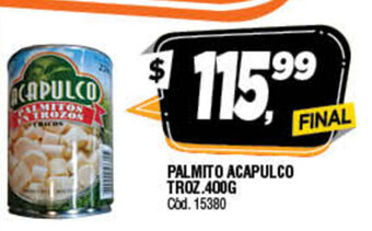 Supermercados Yaguar Palmito Acapulco Troz 400g oferta