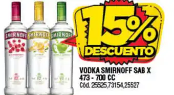 Supermercados Yaguar Vodka Smirnoff 700c oferta