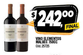 Supermercados Yaguar Vino Elementos Malbec 750cc oferta