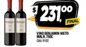 Supermercados Yaguar Vino Benjamin Nieto Malbec 750c oferta