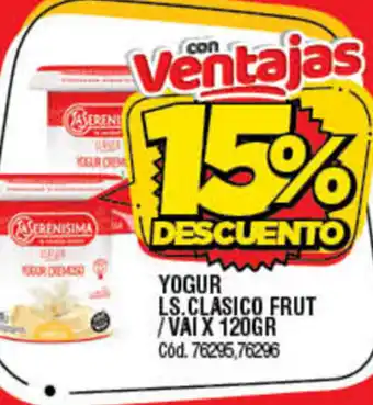Supermercados Yaguar Yogur LS. Clasico Frut x 120gr oferta