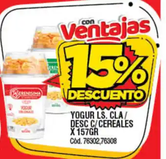Supermercados Yaguar Yogur LS. Cla/Desc C/Cereales x 157gr oferta