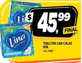 Supermercados Yaguar Lina Toallitas C/Alas 8un oferta