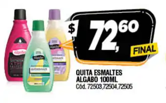 Supermercados Yaguar Algabo Quita Esmaltes 100ml oferta