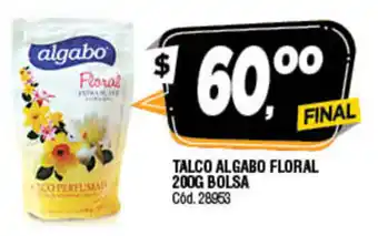Supermercados Yaguar Algabo Talco Floral 200g Bolsa oferta