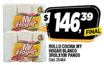 Supermercados Yaguar My Hogar Rollo Cocina Blanco 3rol x 40paños oferta