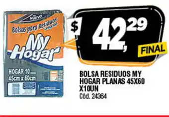 Supermercados Yaguar My Hogar Bolsa Residuos Planas 45x60x10un oferta