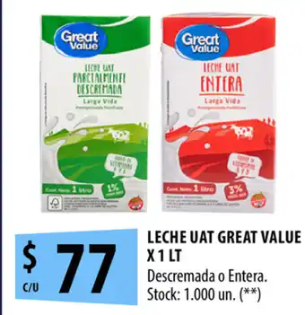 Punto Mayorista Leche UAT Great Value x 1lt oferta