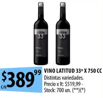 Punto Mayorista Vino Latitud 33 Varietal x 750cc oferta