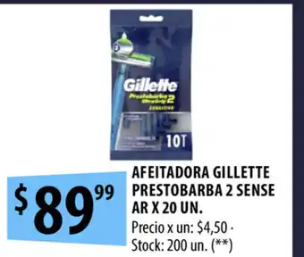 Punto Mayorista Gillette Prestobarba 2 Sense Ar x 20 un oferta